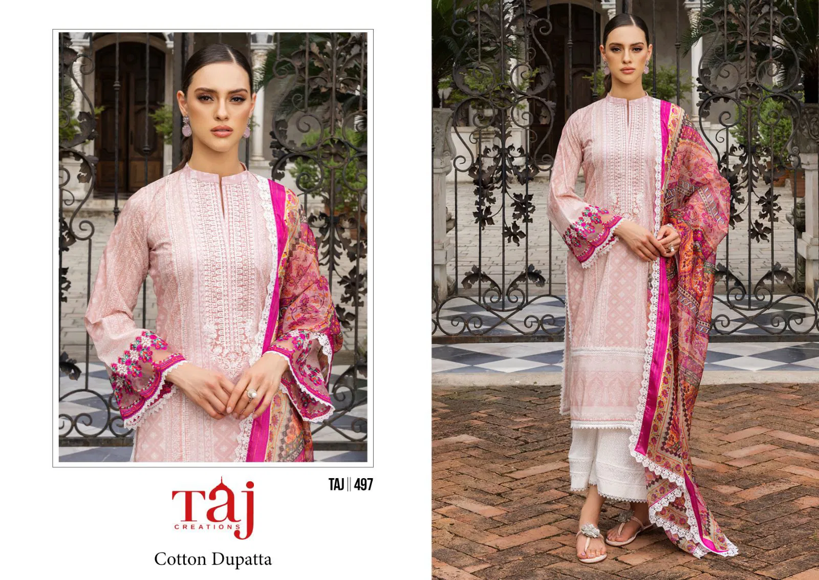 497 And 498 Taj Cotton Hit Pakistani Salwar Suits Wholesale Shop In Surat
